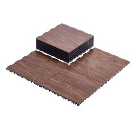 VEVOR Dryland Tiles for Gym Floor Mat, 12.4 x 12.4 in Interlocking Dance Enthusiasts Training Mat, 9 PCS Interlocking PP+PVC Puzzle Floor Tiles, Brown