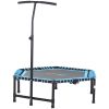 4.5ft Exercise Trampoline, Portable & Foldable Fitness Trampoline with Adjustable T-Bar and Heavy-Duty Design, Blue