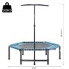 4.5ft Exercise Trampoline, Portable & Foldable Fitness Trampoline with Adjustable T-Bar and Heavy-Duty Design, Blue