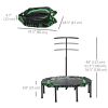 48" Mini Trampoline, Foldable Trampoline with Adjustable Handle Bar for Adults Exercise, Workout, Fitness, Green