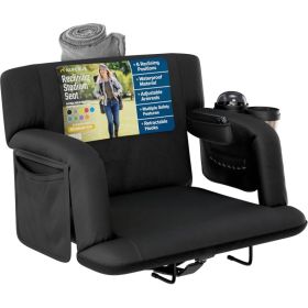 Alpcour Premium Reclining Stadium Seat For Bleachers With Back Support (Option: Black-25Wide)