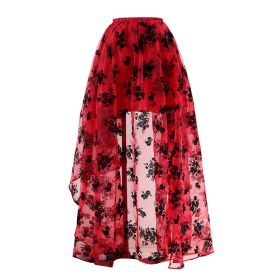 Korean-style Embroidered Floor-length Bridal Wedding Dress Long Sleeve Lace Slim-fit Slimming Irregular Half-length (Option: Red-M)