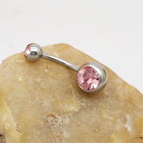 Puncture Hypoallergenic Titanium Steel Navel Buckle Belly Nail (Option: pink)