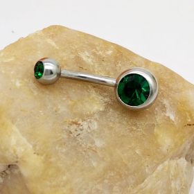 Puncture Hypoallergenic Titanium Steel Navel Buckle Belly Nail (Option: green)