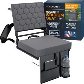 Alpcour Folding Reclining Stadium Seat With Back Support For Bleachers (Option: Grey-17Wide)