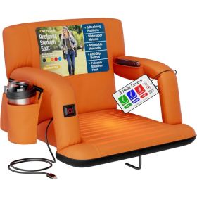 Alpcour Heated Reclining Stadium Seat For Bleachers With Back Support (Option: Orange-21Wide)
