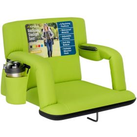 Alpcour Reclining Stadium Seat - Waterproof Foldable Camping Chair With Extra Thick Padding And Wide Back Support (Option: Lime-Wide)