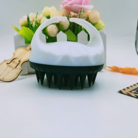 Factory Direct Sales Amazon Hot Sale Hand-held Silicone Shampoo Brush Massage Brush Shampoo Comb Bath Massage Tool (Option: White Cover With Black Teeth)