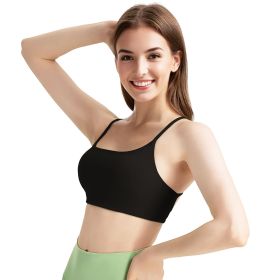 1Pc/3Pcs Women Cross Back Sport Bras Padded Strappy Crop Open Back Low Impact Bras Sexy Fitness Tank Tops (Color: 2PcBlack+1PcWhite, size: M)