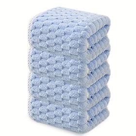 Waffle Ultra-soft Bath Towel 4/1pc, Super Absorbent And Quick-drying Adult Ultra-fine Fiber Towel, Quick-drying Textured Towel (Quantity: 4 piece set blue)