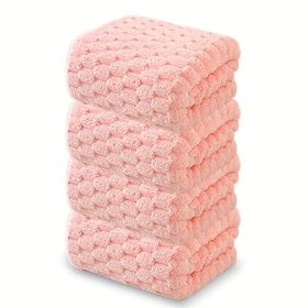 "The Ultimate Spa & Fitness Towel - 4-Piece Waffle Weave Set Includes Bath/Hand/Face/Gym Sizes - Perfect for Daily Use & Travel" (Quantity: 4 pcs pink)