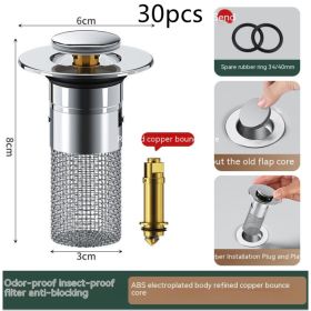 Long Pop-Up Sink Drains Filter Bathroom Press Bounce Basin Plug Stopper Wash Basin Hair Catcher Sink Strainer Kitchen Supplies (Option: A-30PCS)